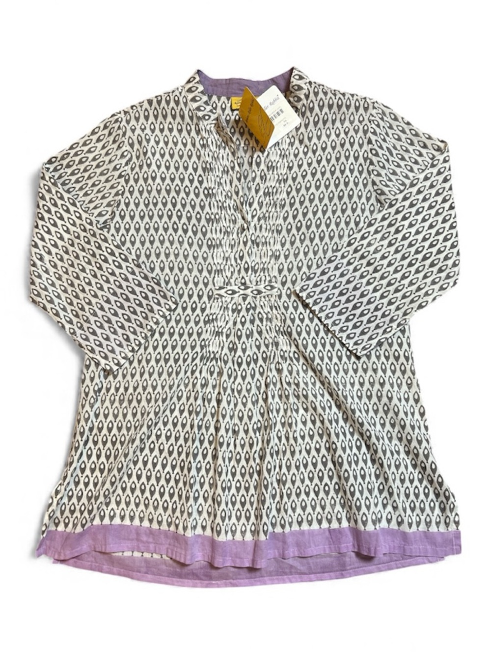 Roller Rabbit Size XS Grey Purple Arles Shirt Petite Poissons Fish Print New